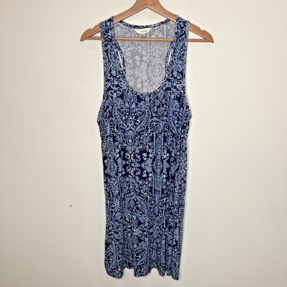 Soma Cool Nights Tank Shirt Paisley Sleep Dress Lounge Gown Pajamas Lounge AOP M